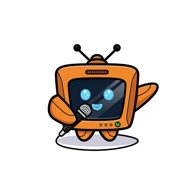 Lindo robot con micrófono, versión de personaje de televisión.