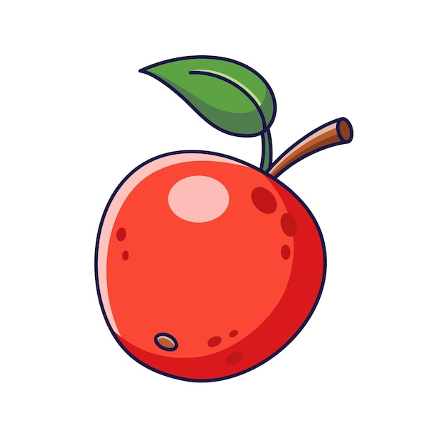 Lindo rojo Apple ilustración Vector dibujado a mano dibujos animados icono ilustración Apple en estilo doodle