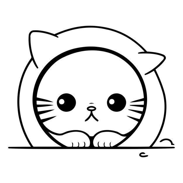 Vector lindo rostro de gato lindo personaje de dibujos animados ilustración vectorial