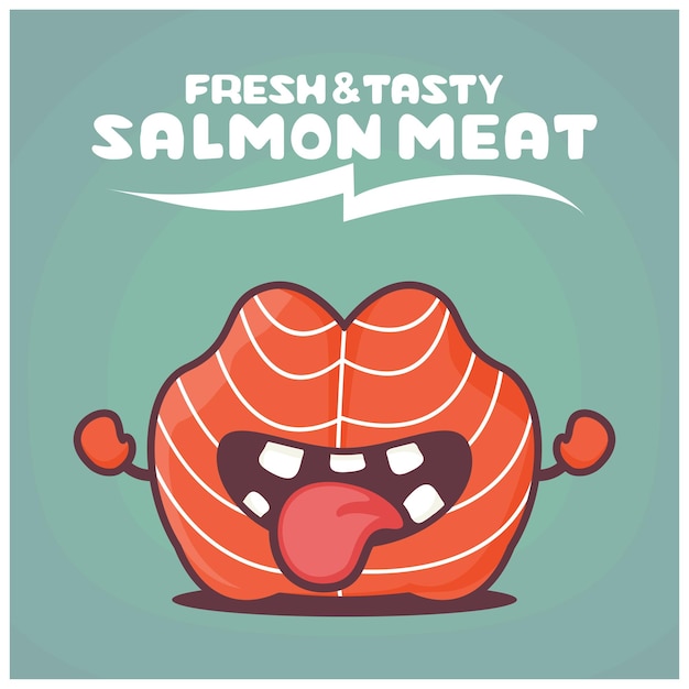Lindo salmón carne dibujos animados Sashimi comida japonesa vector ilustración