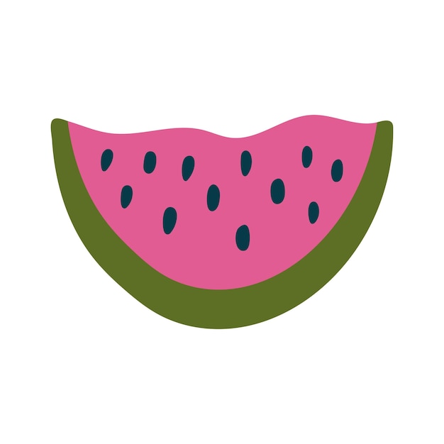 Lindo sandía estilizada Sandía cortada Ilustración vectorial aislada para su diseño