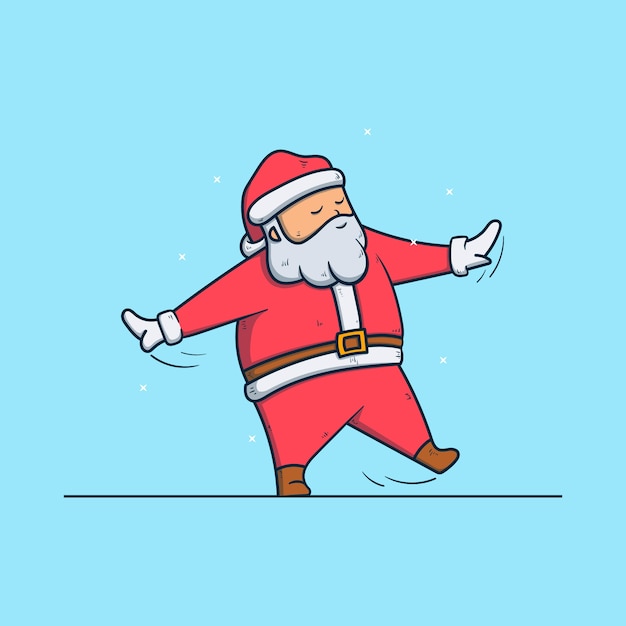 Lindo Santa Claus disfrutando de los copos de nieve. Personaje de dibujos animados de Navidad