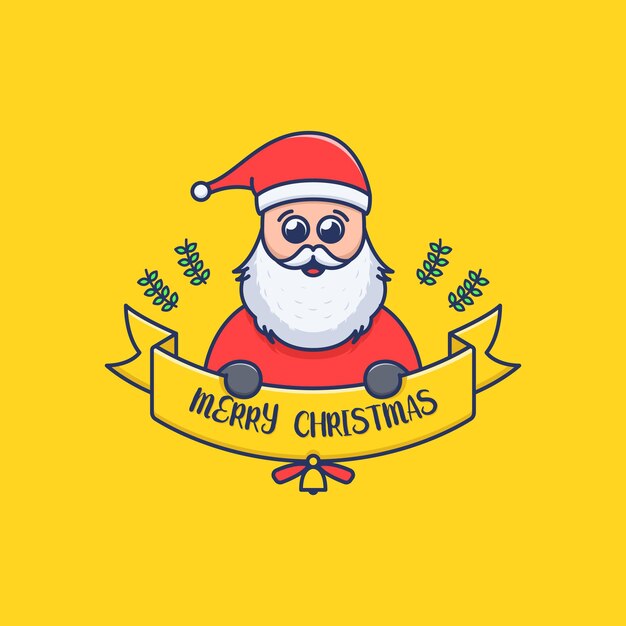 Vector lindo santa con ilustración de signo de feliz navidad