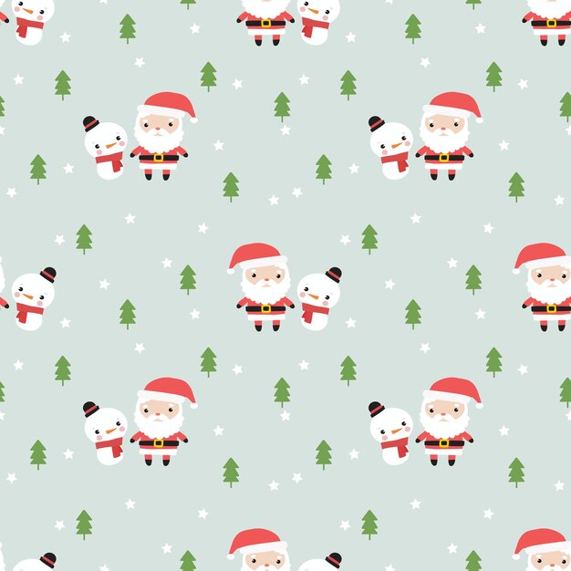 Lindo Santa y renos en patrones sin fisuras de tema de invierno de Navidad