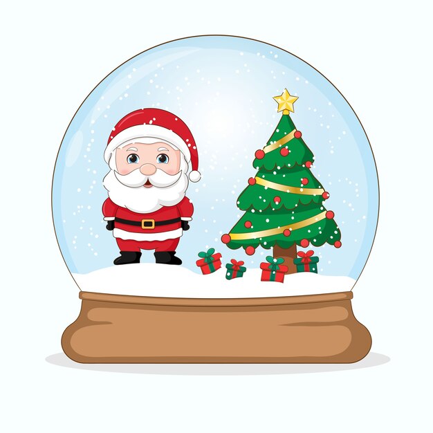 Lindo, santa, en, un, snowglobe