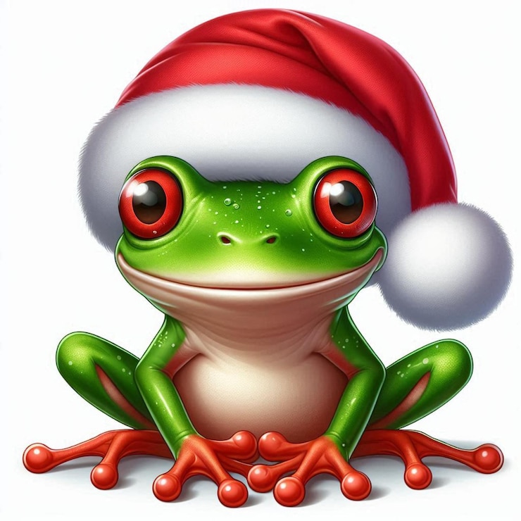 Vector un lindo sapo de navidad sombrero de papá noel vector ilustración de dibujos animados de fondo blanco