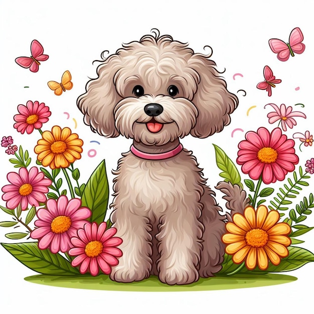 Vector el lindo schnoodle dog de dibujos animados de estilo vectorial de fondo blanco