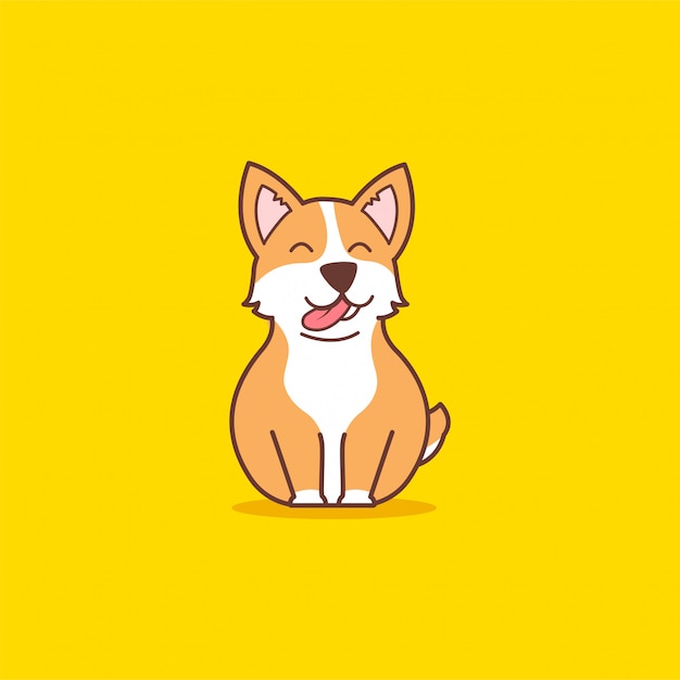 Lindo sentarse ilustración de perro corgi