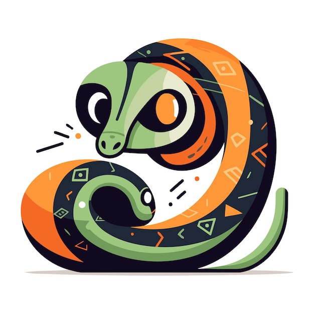 Vector lindo serpiente ilustración vectorial en fondo blanco estilo de dibujos animados