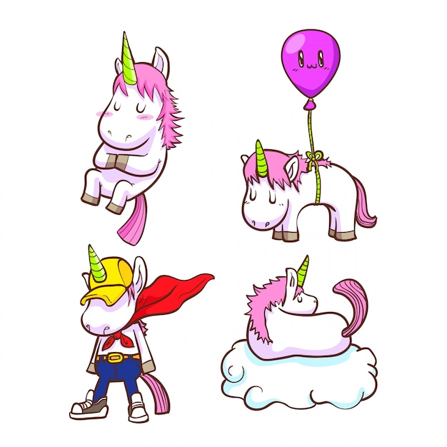 Lindo set de pegatinas unicornio