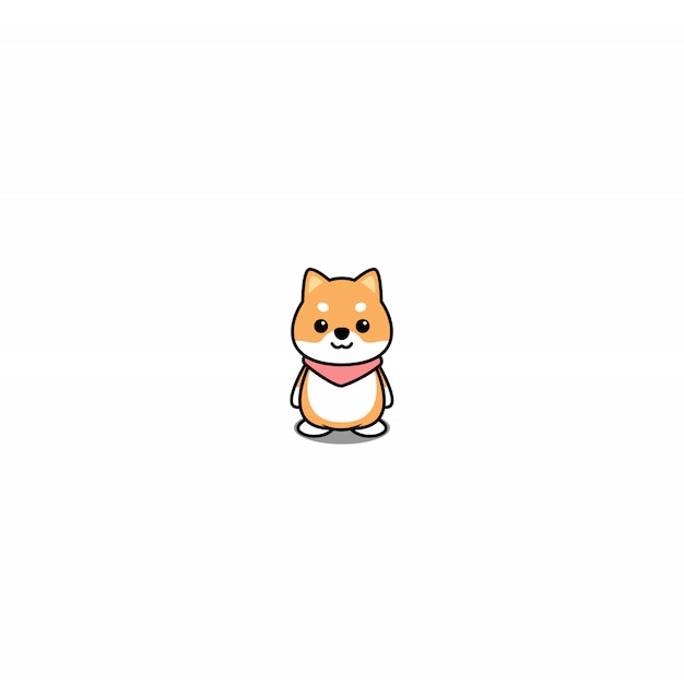 Lindo shiba inu cachorro icono de dibujos animados