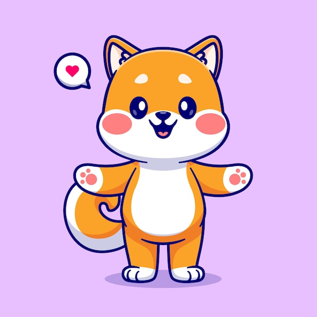 Lindo Shiba Inu Perro Abrazo Dibujos animados Vector Icono Ilustración Animal Naturaleza Icono Concepto Aislado Premium