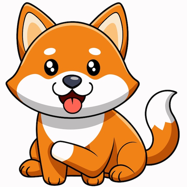 Lindo Shiba Inu Perro comiendo hueso icono de dibujos animados vectorial Ilustración icono de naturaleza animal concepto aislado estilo de dibujo animado plano vectorial premium