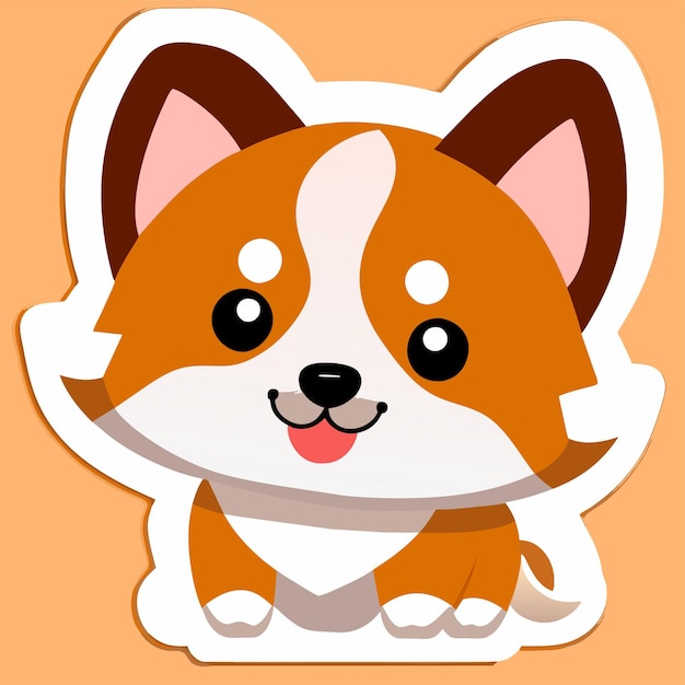 Vector lindo shiba inu perro dibujado a mano dibujos animados pegatina icono concepto aislado ilustración