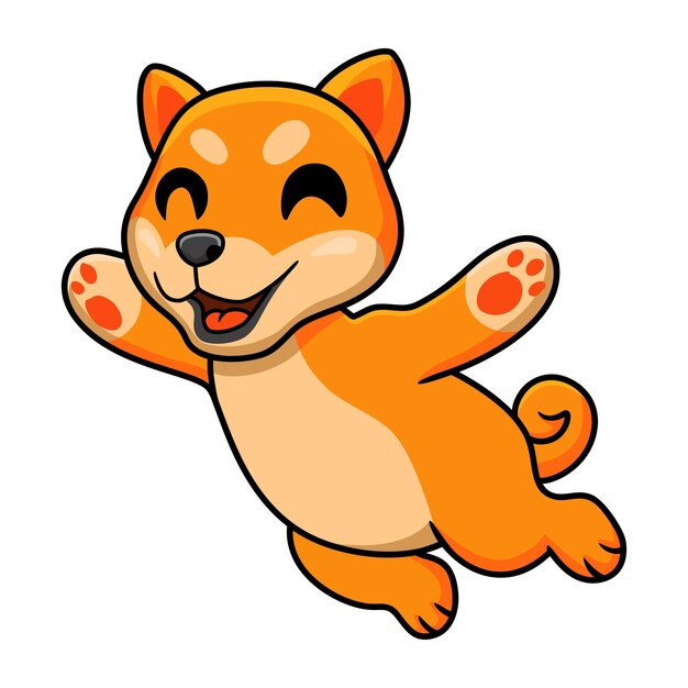 Lindo shiba inu perro dibujos animados saltando