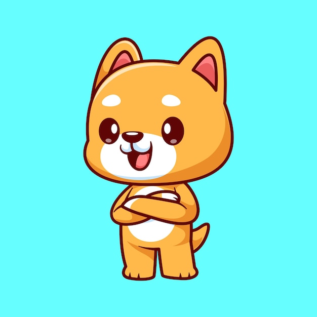 Lindo Shiba Inu Perro plegable mano dibujos animados Icono vectorial Ilustración Icono de la naturaleza animal Icono aislado plano