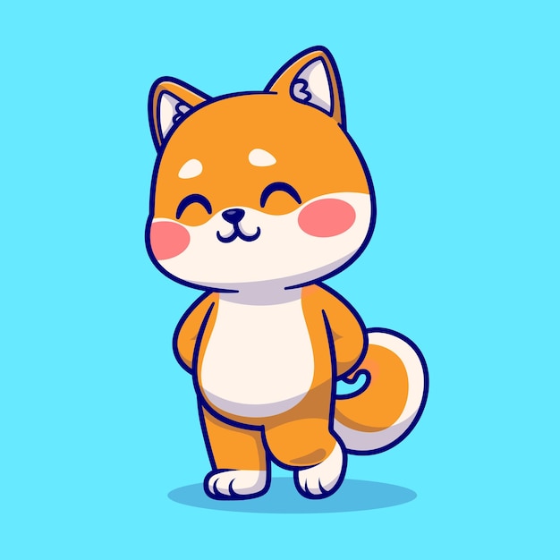 Lindo shiba inu perro tímido dibujos animados vector icono ilustración animal naturaleza icono concepto aislado premium