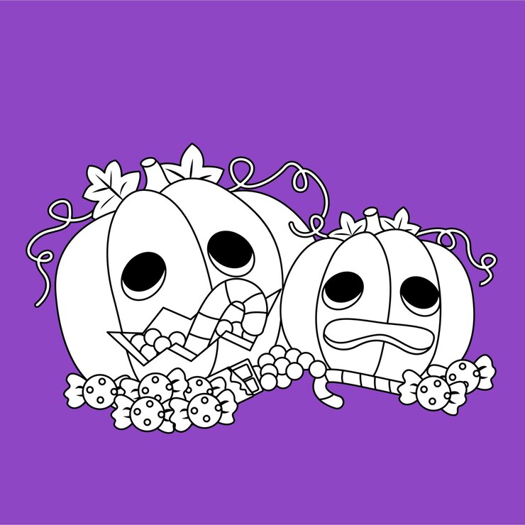 Vector el lindo símbolo de la calabaza de halloween del dibujo animado del sello digital