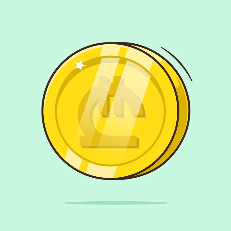 Vector lindo símbolo de moneda de oro georgiano en la moneda ilustración de arte vector de dibujos animados