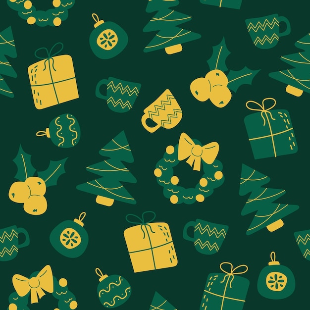 Lindo y simple dibujado a mano doodle navidad sin fisuras de fondo