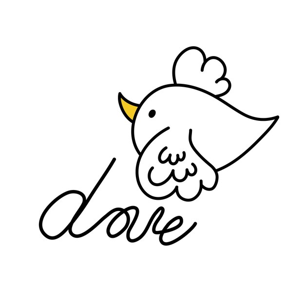 Lindo y simple pájaro garabateado en vuelo Inscripción descuidada Letras de amor y clipart para el diseño de primavera