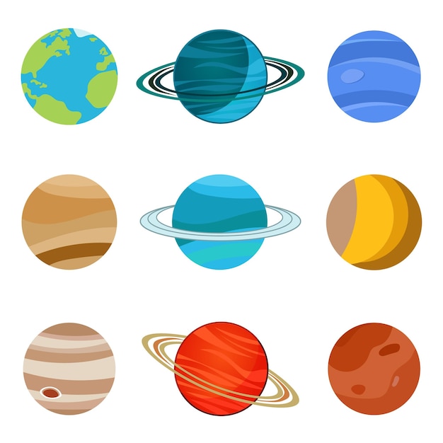 Vector lindo sistema solar clipart planetas clip art conjunto espacio tierra luna júpiter plutón vector