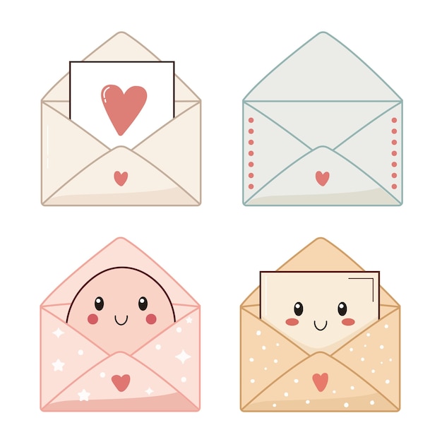 Lindo sobre con corazones y mensajes