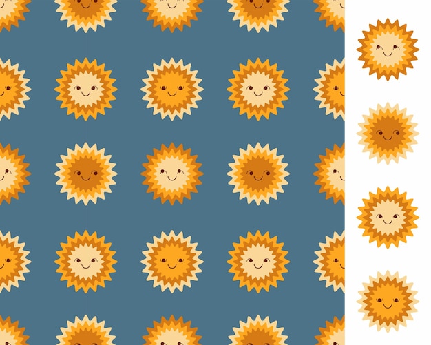 Lindo sol sonriente caras de fondo transparente e ilustraciones de vectores aislados Decoración de bebé