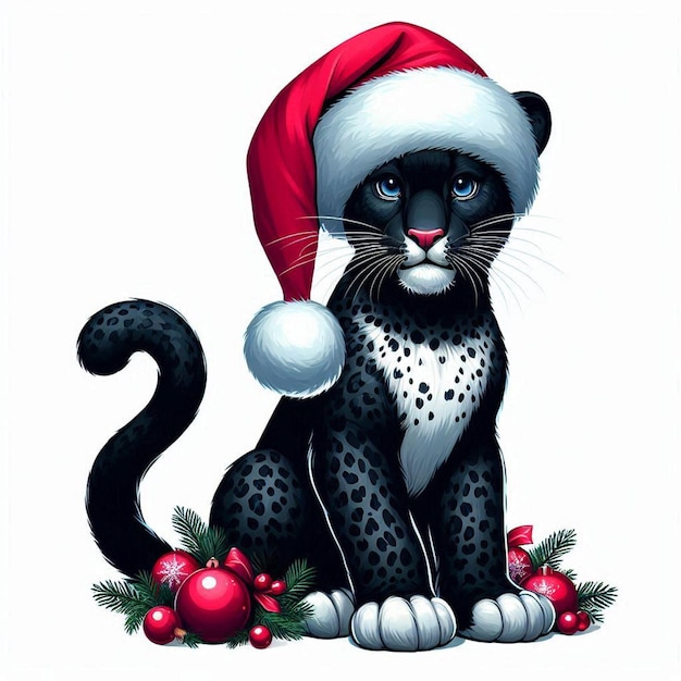 Un lindo sombrero de Santa Claus de Navidad Vector Ilustración de dibujos animados de fondo blanco