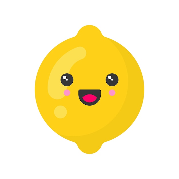 Lindo sonriente limón aislado colorido vector fruta icono