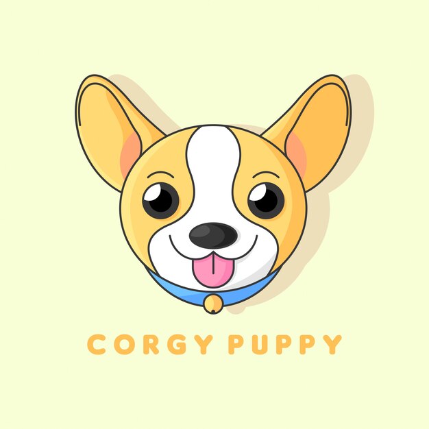 Un lindo y sonriente logotipo de cachorro de corgi