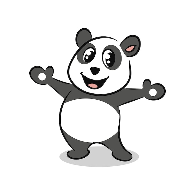 lindo, sonriente, panda, caricatura, vector, ilustración