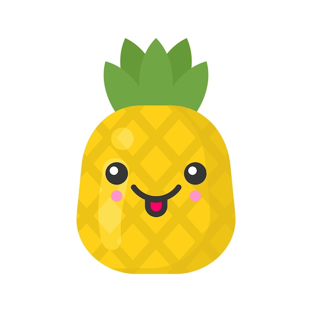 Lindo sonriente piña exótica aislado colorido vector fruta icono