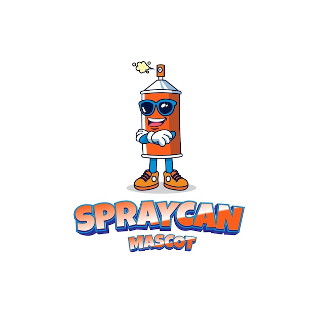 Lindo spray puede logotipo personaje mascota con efecto de texto editable
