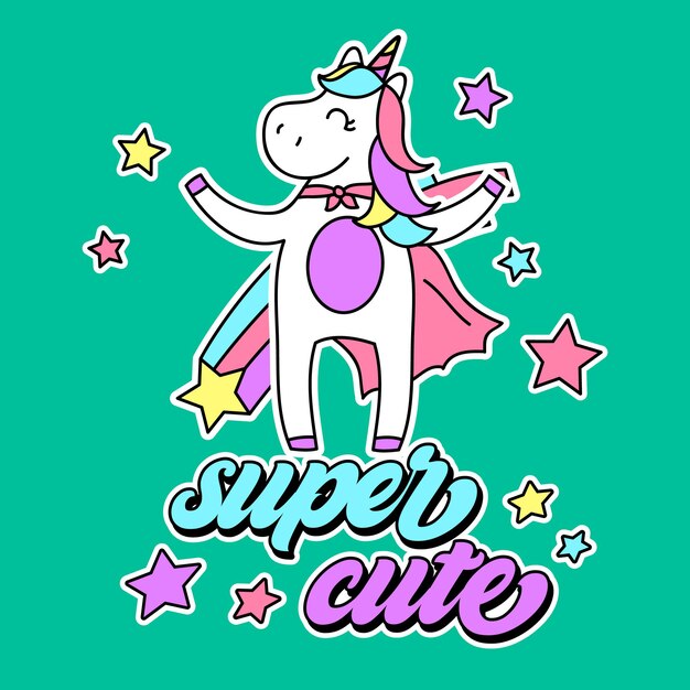 Vector el lindo súper héroe unicornio