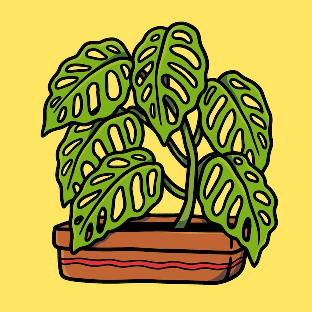 Vector lindo tatuaje de la vieja escuela de monstera adansonii