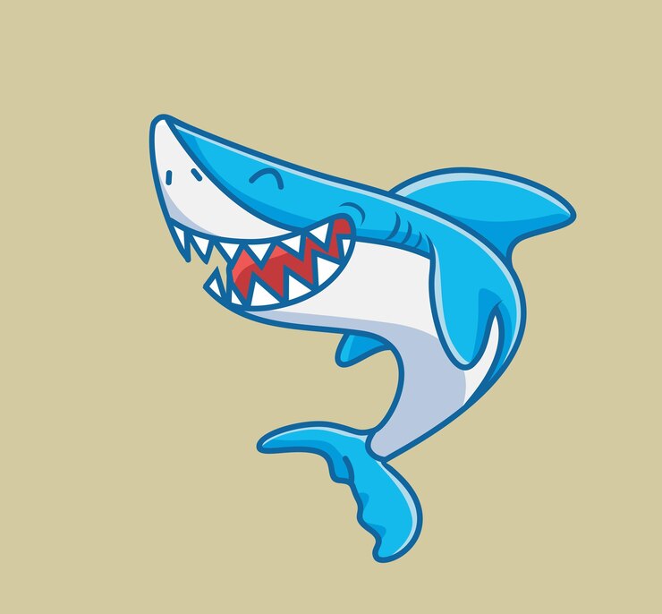 Vector lindo tiburón riendo dibujos animados animal naturaleza concepto ilustración aislada estilo plano adecuado