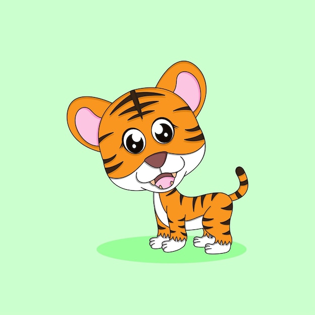 Lindo tigre dibujos animados vector icono ilustración plana estilo de dibujos animados