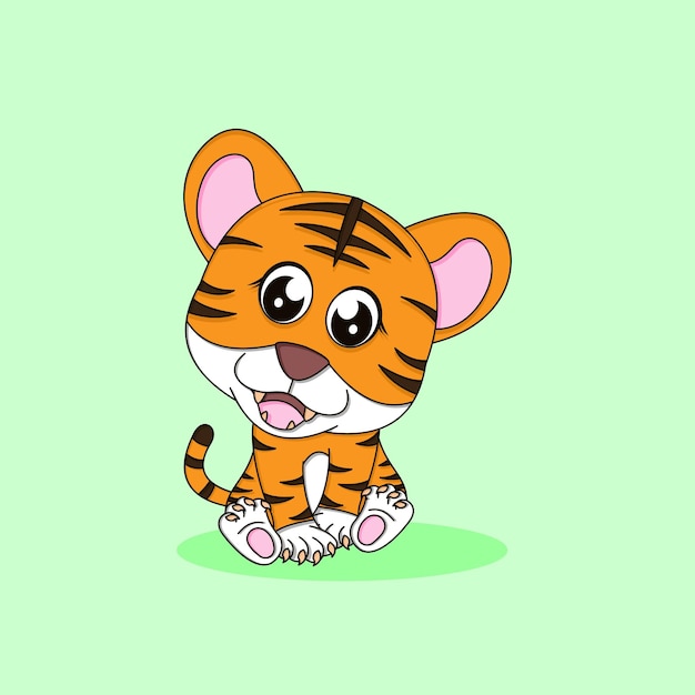 Lindo tigre dibujos animados vector icono ilustración plana estilo de dibujos animados