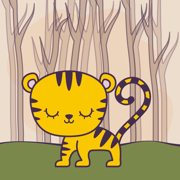 Lindo tigre en escena del bosque