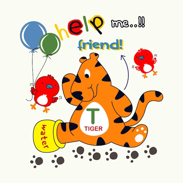 lindo tigre está teniendo problemas con su ilustración de vector de dibujos animados de diseño de pierna