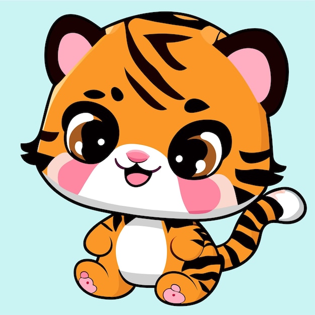 Lindo tigre kawaii mascota dibujado a mano dibujos animados pegatina icono concepto aislado ilustración
