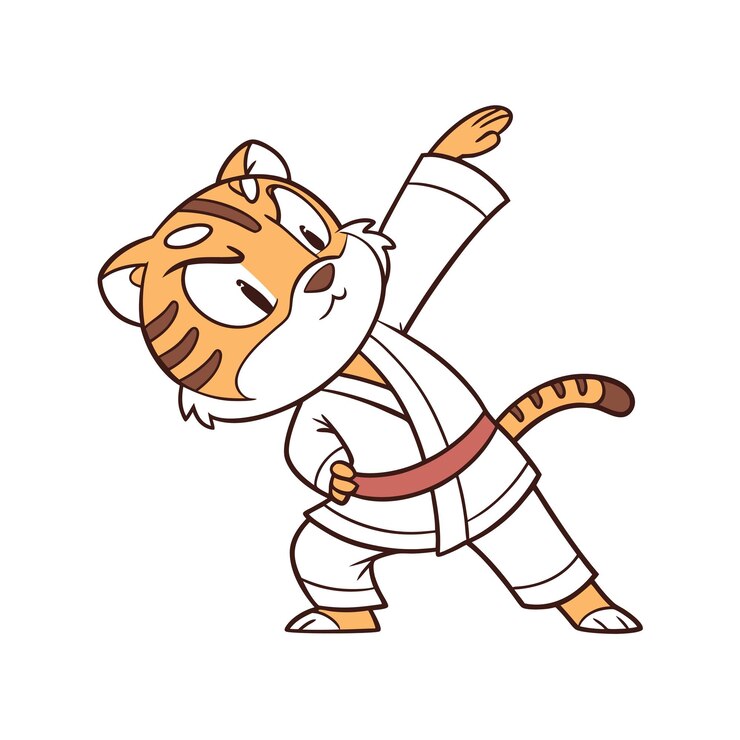 Vector el lindo tigre practicando karate