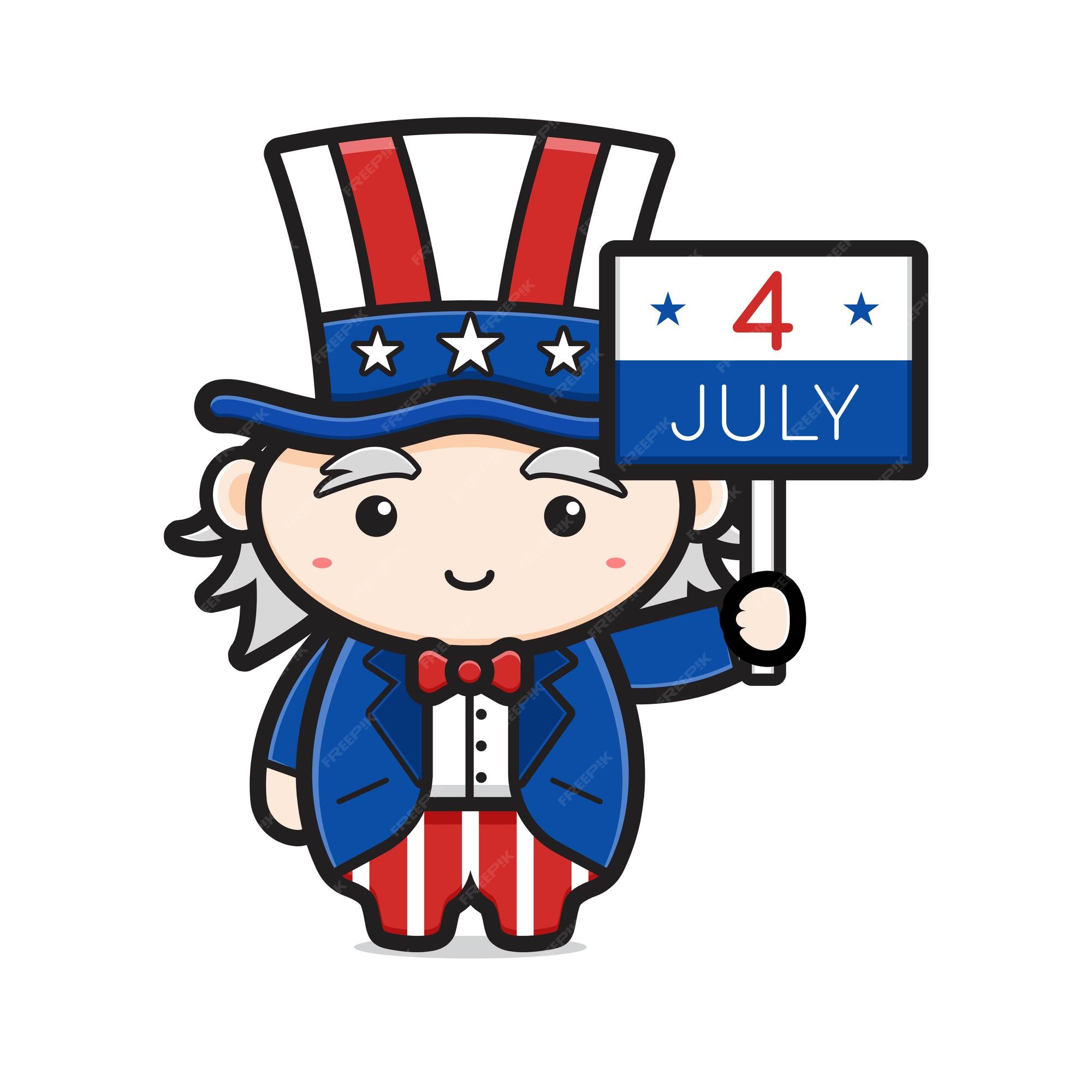 Lindo tío sam celebración fecha del icono de dibujos animados del día de la independencia de américa | Vector Premium Lindo tío sam celebración fecha del icono de dibujos animados del día de la independencia de américa | Vector Premium