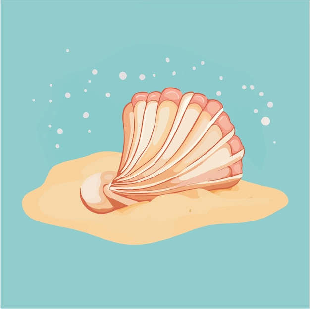 El lindo tobillo de concha de mar en la ilustración vectorial de Sandy Beach