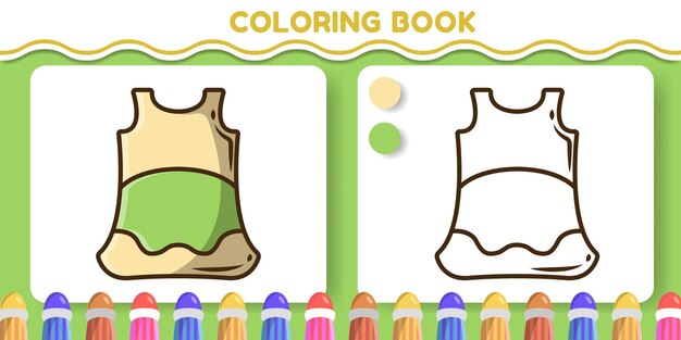 Lindo traje de baño dibujado a mano dibujos animados doodle libro para colorear para niños