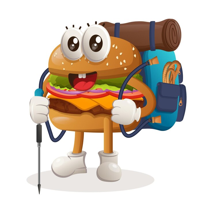 Vector lindo trekking de aventura de hamburguesas
