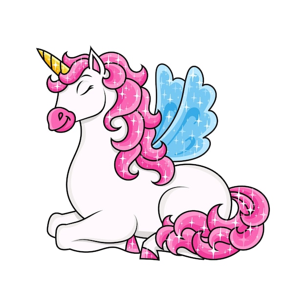 Lindo unicornio con alas Caballo mágico de hadas