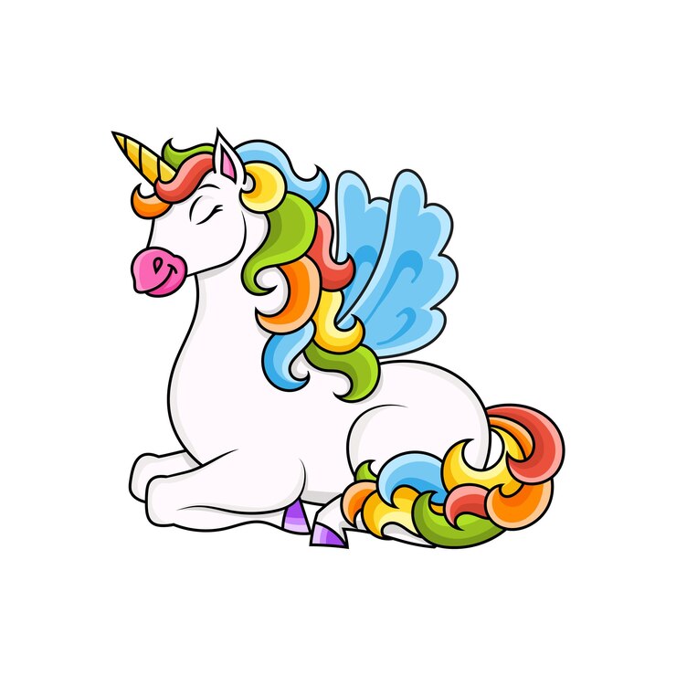Vector lindo unicornio con alas caballo mágico de hadas