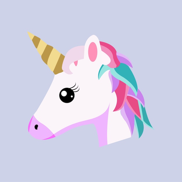 Lindo unicornio bebé cara vector arte imagen